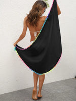 Rainbow Pompom Trim Swim Skirt - Ladyez