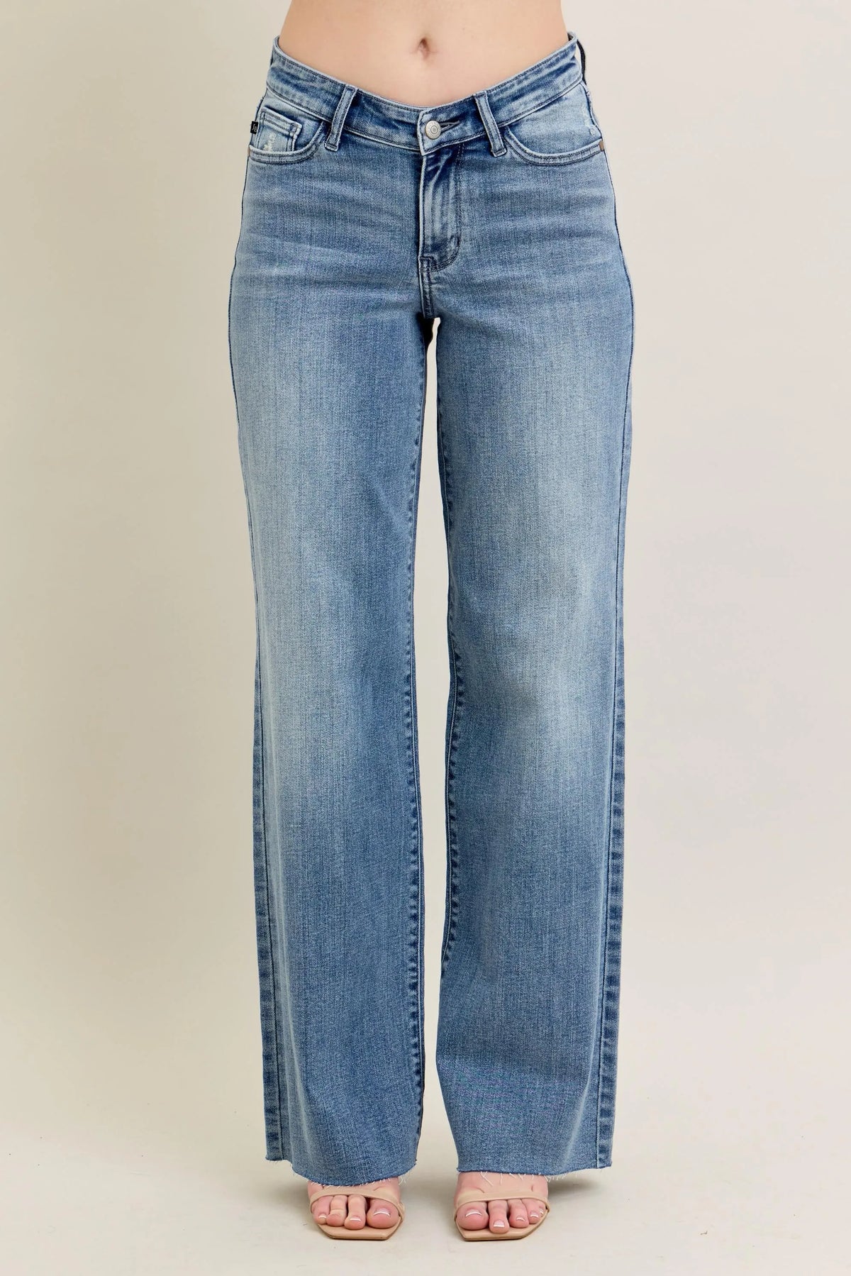 Judy Blue Full Size V - Front Baggy Jeans Plus Size - Ladyez