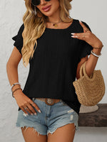 Mandy Eyelet Round Neck Short Sleeve Top - Ladyez