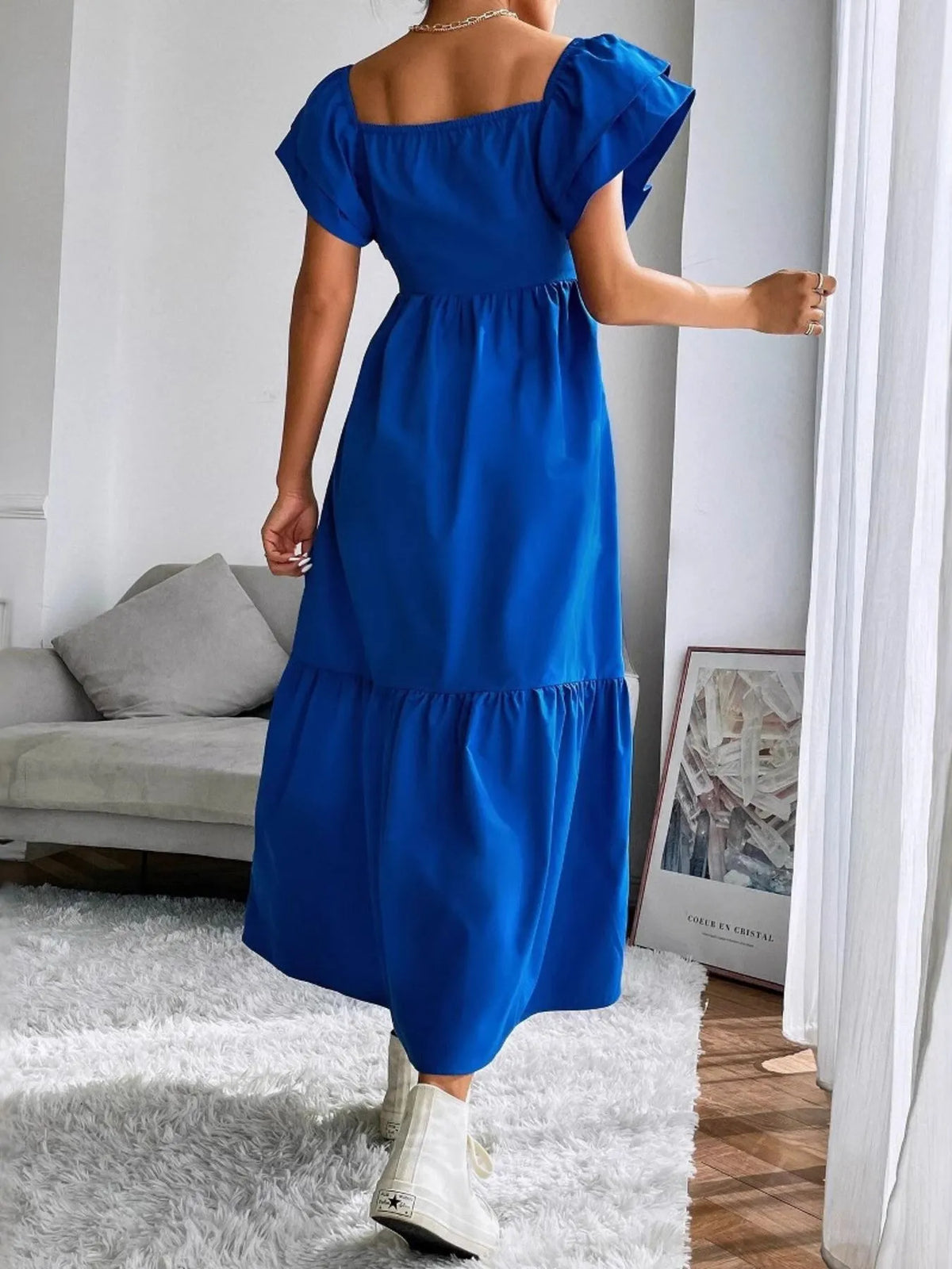 Tiered Square Neck Maxi Dress - Ladyez