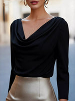 Cowl Neck Long Sleeve Blouse