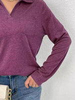 Collared Neck Long Sleeve T-Shirt