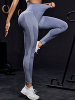 Striped High Waist Active Pants - Ladyez