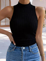Texture Knit Mock Neck Tank