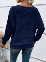 Ribbed Round Neck Long Sleeve Top