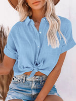 Full Size Button Up Short Sleeve Shirt Plus Size