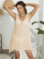 Tassel Scoop Neck Wide Strap Cover-Up - Ladyez