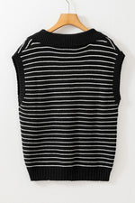 Stripe Turn-Down Johnny Collar Sweater Vest