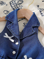 Children's Denim Bowknot Sleeveless Dress