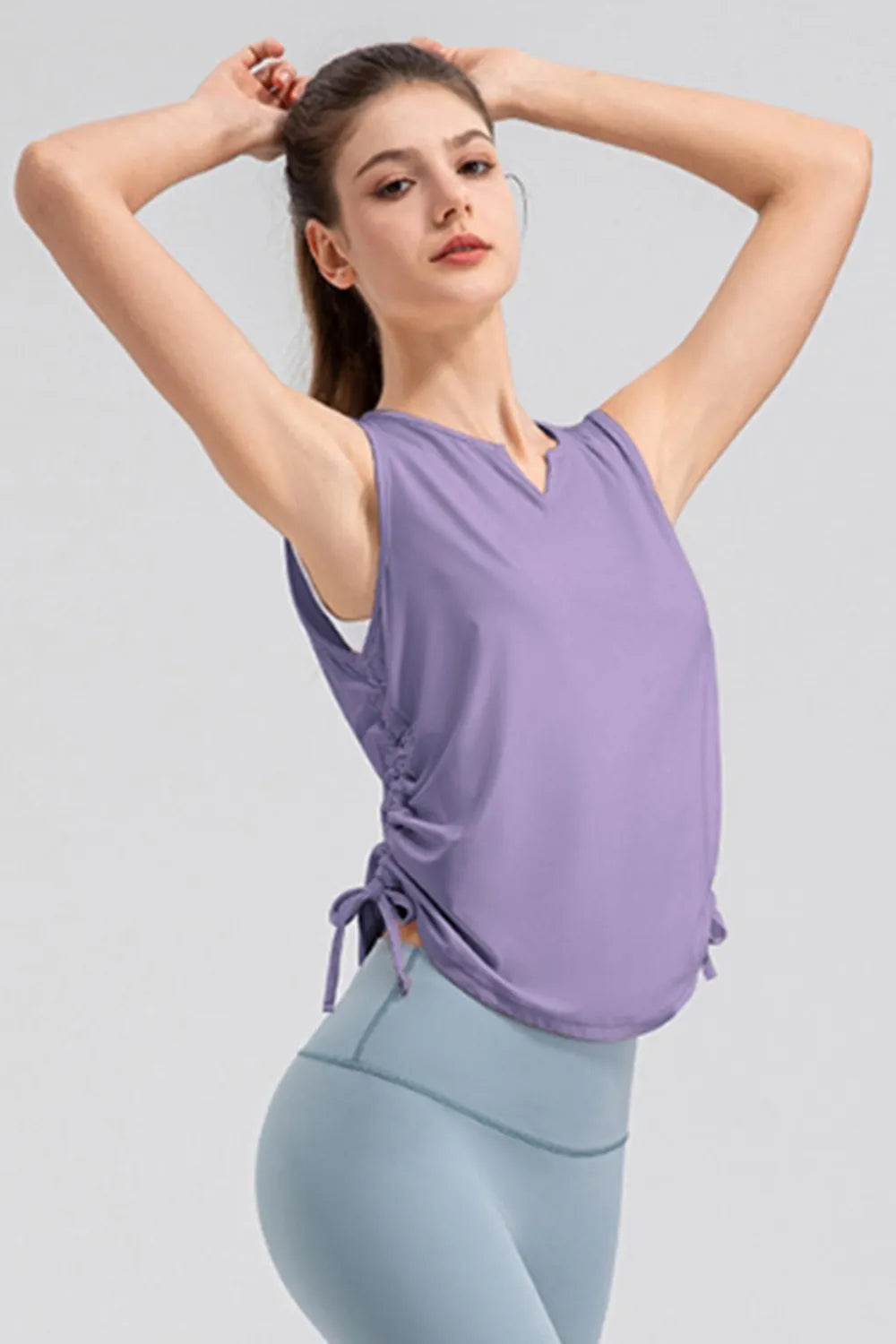 Notched Wide Strap Active Tank - Ladyez