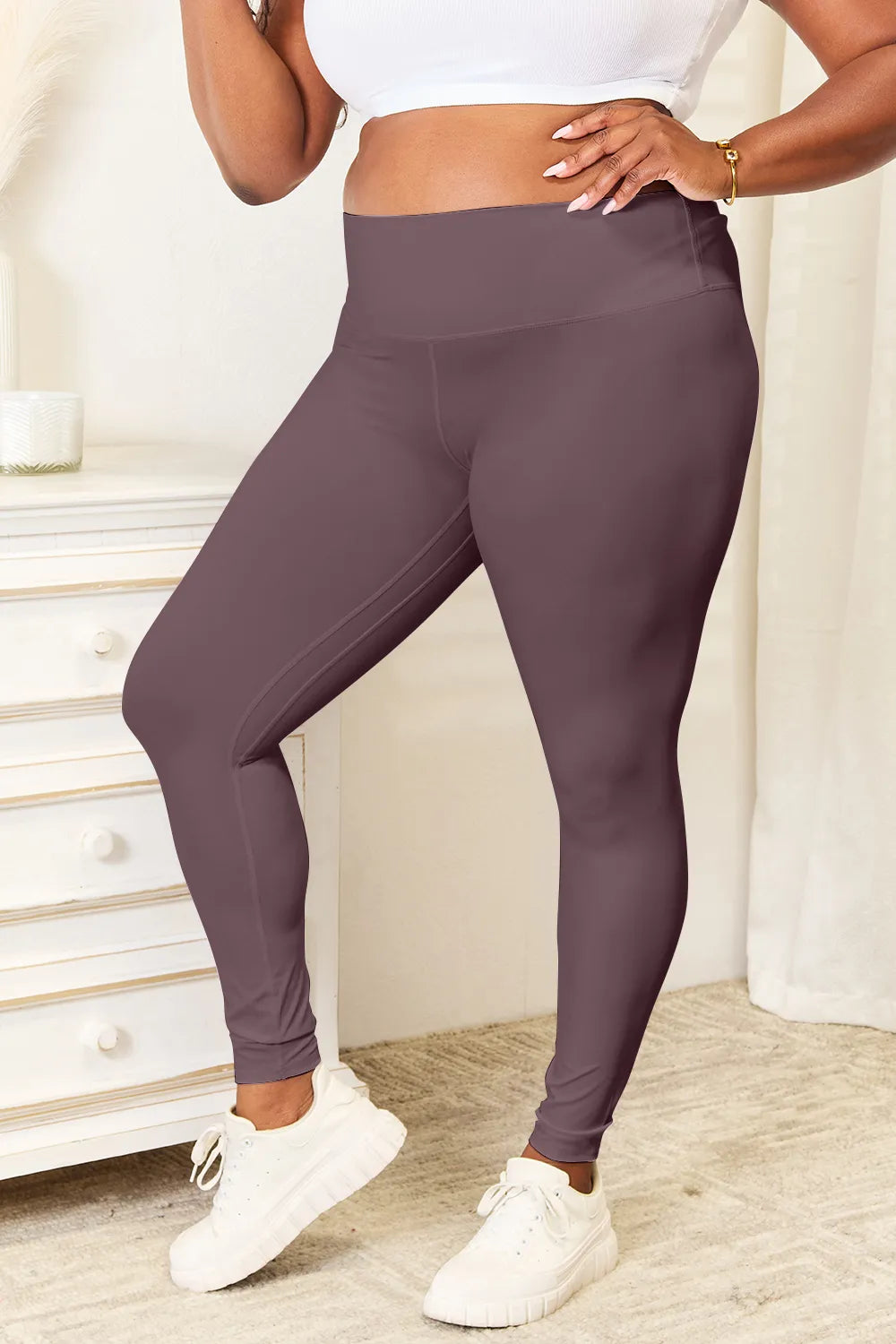 Double Take Wide Waistband Sports Leggings - Ladyez