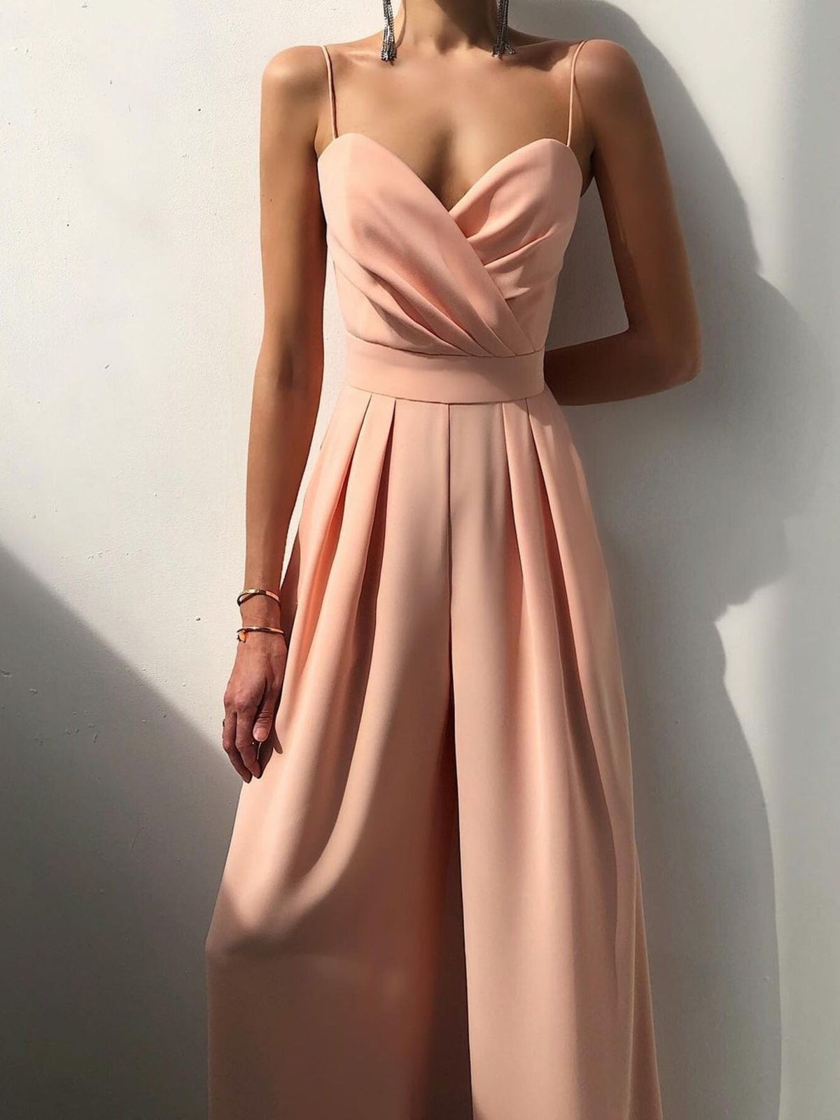Full Size Spaghetti Strap Wide Leg Jumpsuit Plus Size