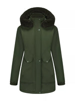 Full Size Fur Hooded Warm Winter Parka Outerwear Plus Size