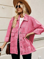 Oversized Button Up Denim Jacket with Hood