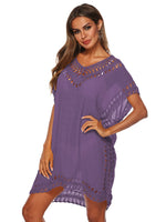 Bohemian Crochet Trim Beach Cover Up Dress - Ladyez