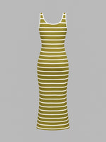 Striped Bodycon Knit Midi Dress