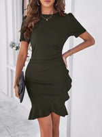 Full Size Ruffle Hem Short Sleeve Dress Plus Size