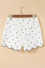 Polka Dot Scalloped Hem Shorts
