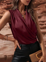 Sleeveless Wrap Draped Blouse - Ladyez