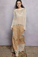POL Openwork Round Neck Knit Cover Up