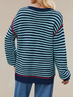 Slit Striped Oversized Sweater
