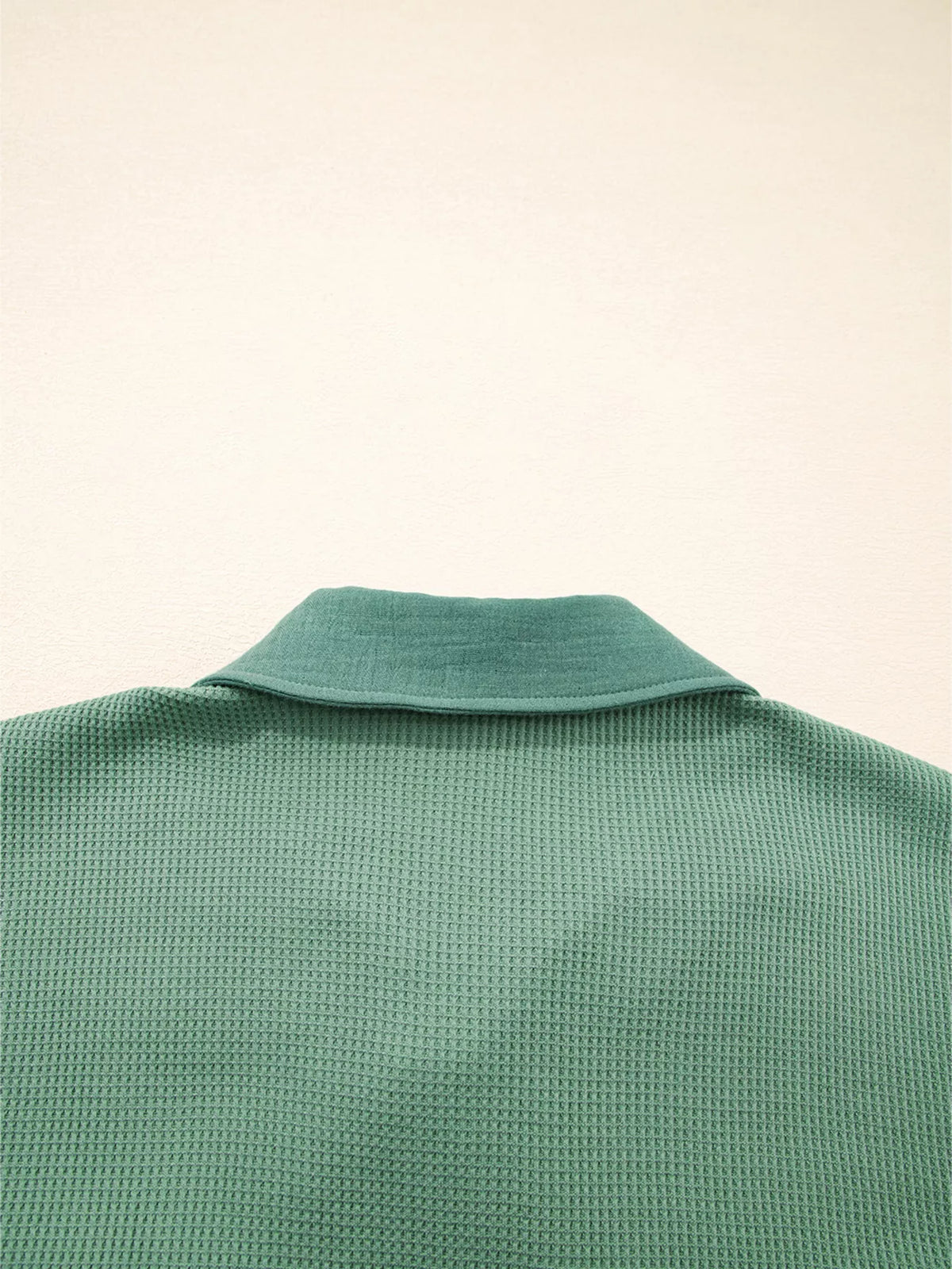 Waffle Knit Vintage Patchwork Button Up Loose Shirt