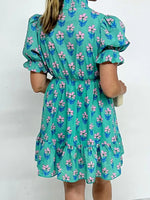 Floral Print Puff Sleeve Shirt Dress