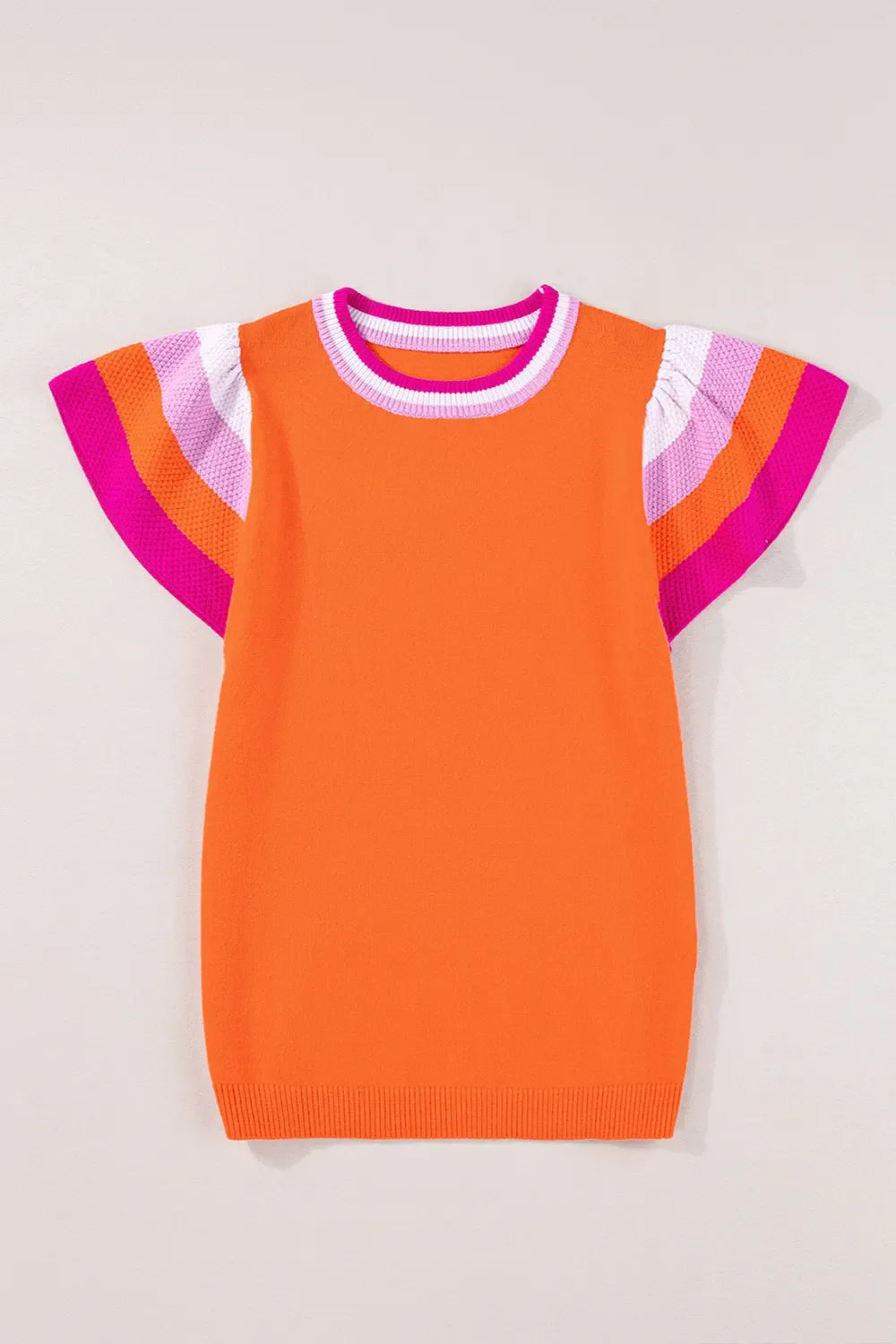 Color Block Round Neck Knit Top