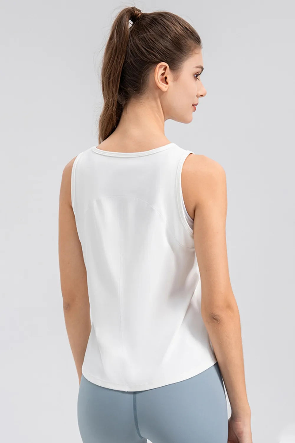 Wide Strap Round Neck Active Tank - Ladyez