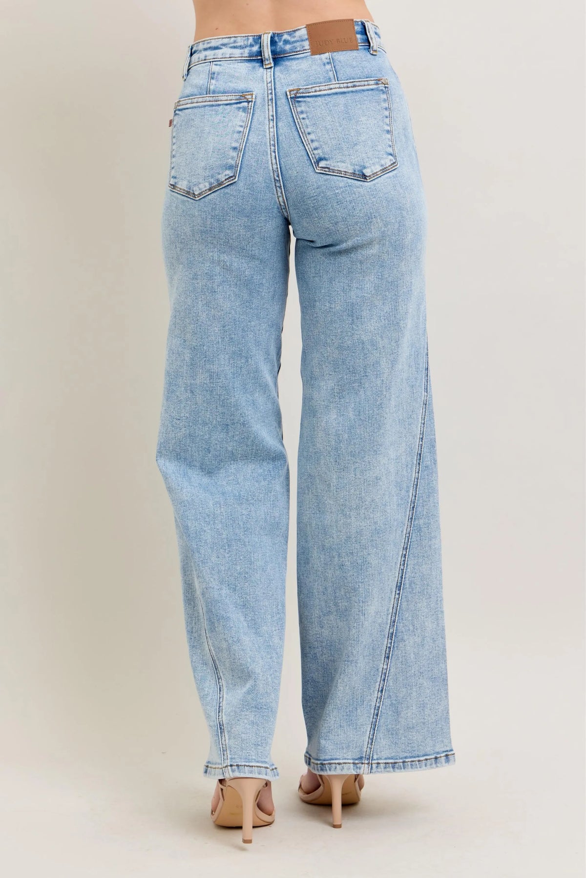 Judy Blue Full Size High Waist Wide Leg Jeans with Skewed Inseam Plus Size - Ladyez