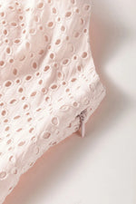 Embroidered Eyelets Ruffled Hem Sleeveless Mini Dress