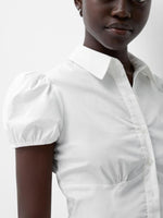 Striped Button Up Puff Sleeve Shirt