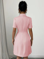 Double-Breasted Short Sleeve Dress