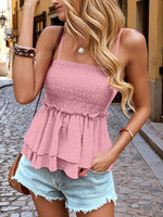 Smocked Ruffle Cami Top - Ladyez