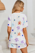 Floral Round Neck Raglan Sleeve Top and Shorts Lounge Set - Ladyez