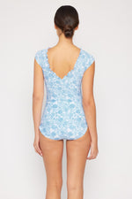 Marina West Swim Bring Me Flowers V-Neck One Piece Swimsuit In Thistle Blue - Ladyez
