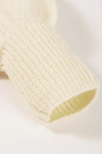 Openwork Wavy Striped Round Neck Sweater