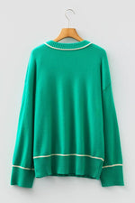 Contrast Detail Drop Shoulder Baggy Sweater