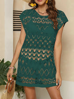 Openwork Round Neck Cover-Up - Ladyez