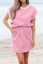 Textured Round Neck Top and Skirt Set
