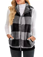 Full Size Color Block Zip Up Vest Coat Plus Size