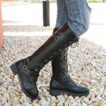Round Toe Block Heels Boots - Ladyez