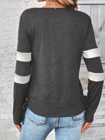 Cowl Neck Long Sleeve Fake Two-Piece T-Shirt