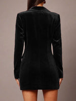 Velvet Double-Breasted Blazer Dress