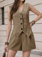 V-Neck Vest and Shorts Set