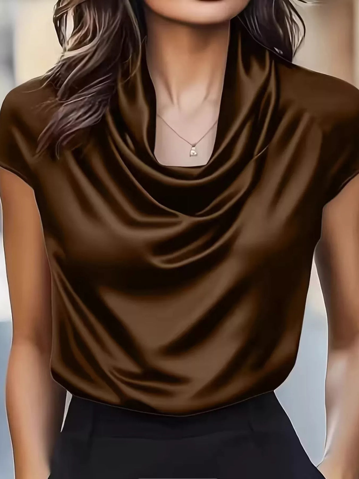 Cowl Neck Satin Blouse