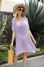 Openwork Side Slit Cover-Up Dress - Ladyez