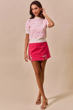SO ME Rhinestone Ribbon Velvet Skirt