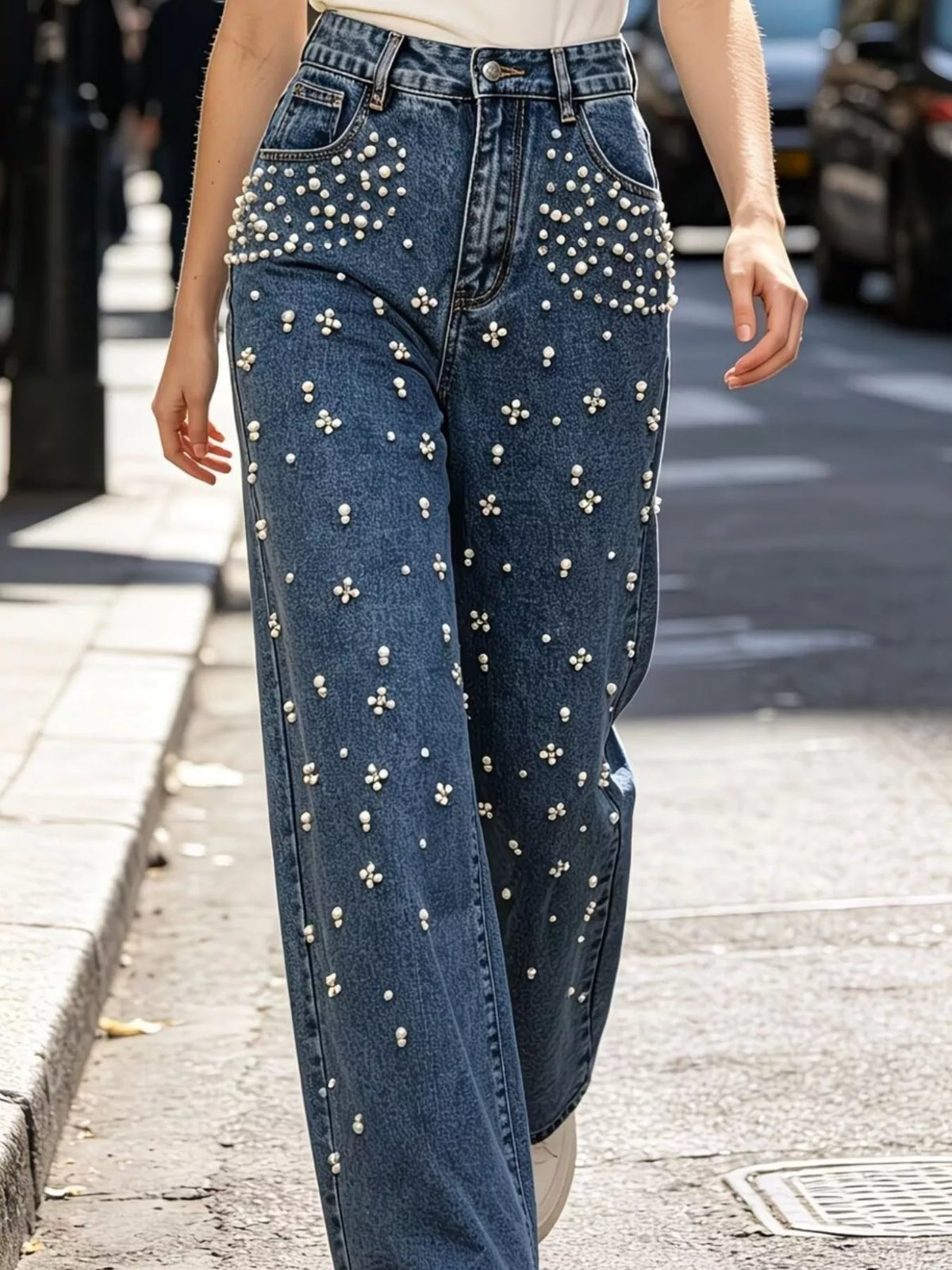 Embellished Wide-Leg Jeans