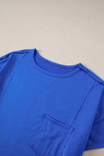 Patched Pocket Exposed Seam Oversize T-shirt